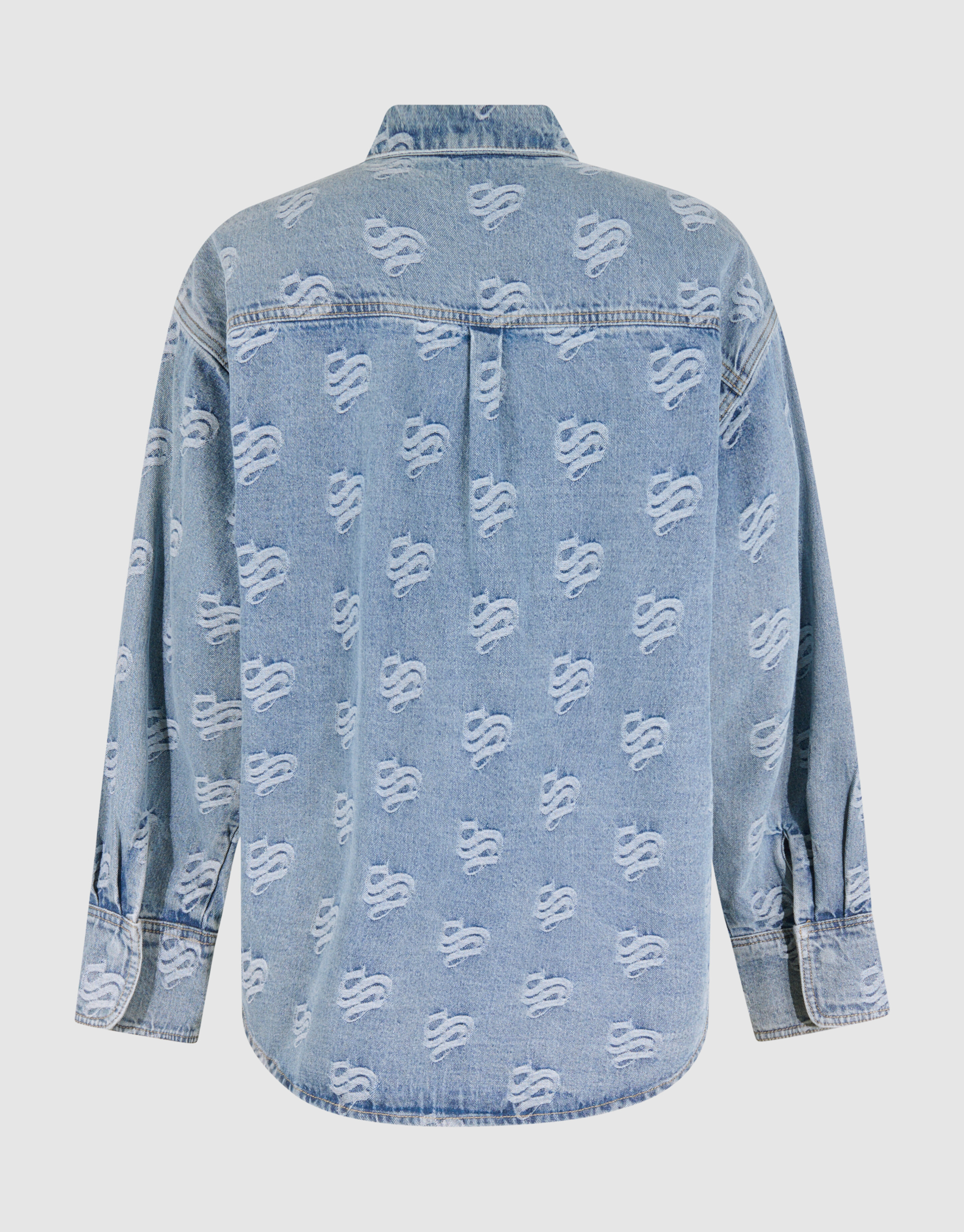 Jacquard-Logo-Denim-Bluse Mediumstone SHOEBY WOMEN