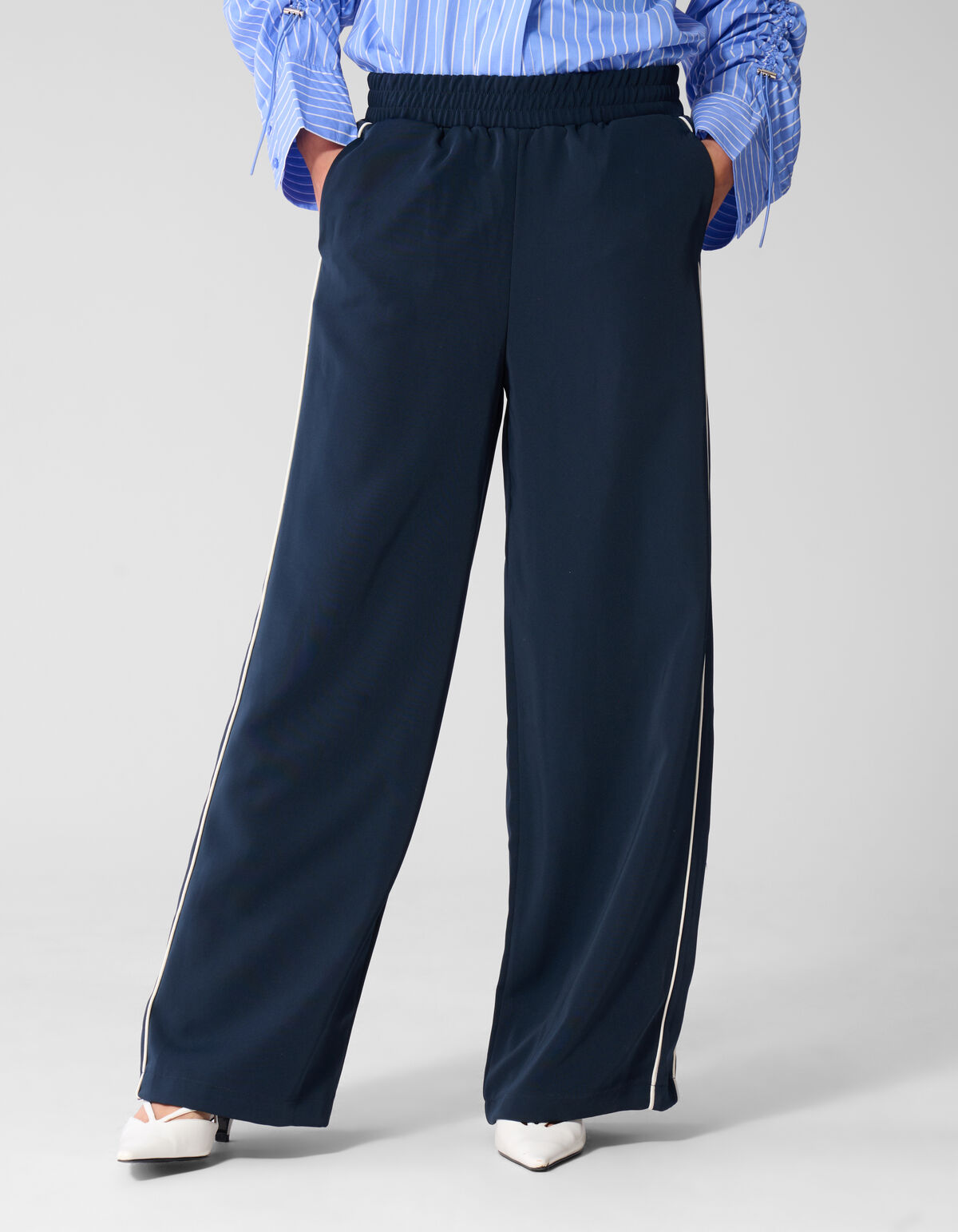 Sporty Piping Wide Leg Fit Hose Dunkelblau SHOEBY WOMEN