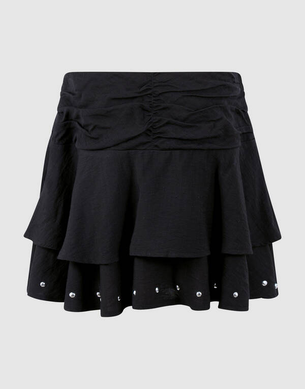 Ruffle Stud Rok Schwarz SHOEBY GIRLS