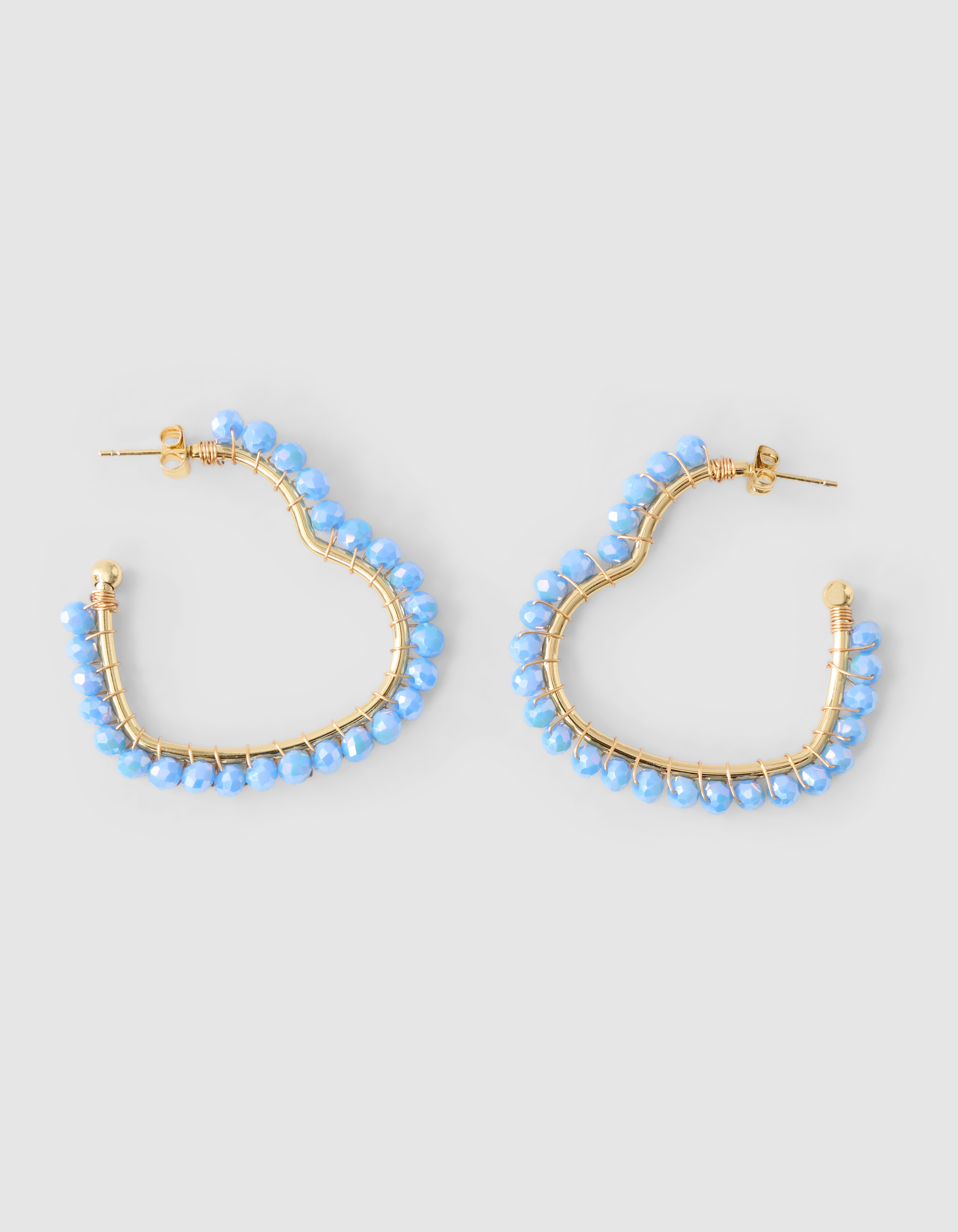 Perlenohrringe Herz Blau SHOEBY ACCESSOIRES