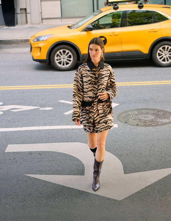 Jacquard Tiger Minirock Hellbraun SHOEBY WOMEN