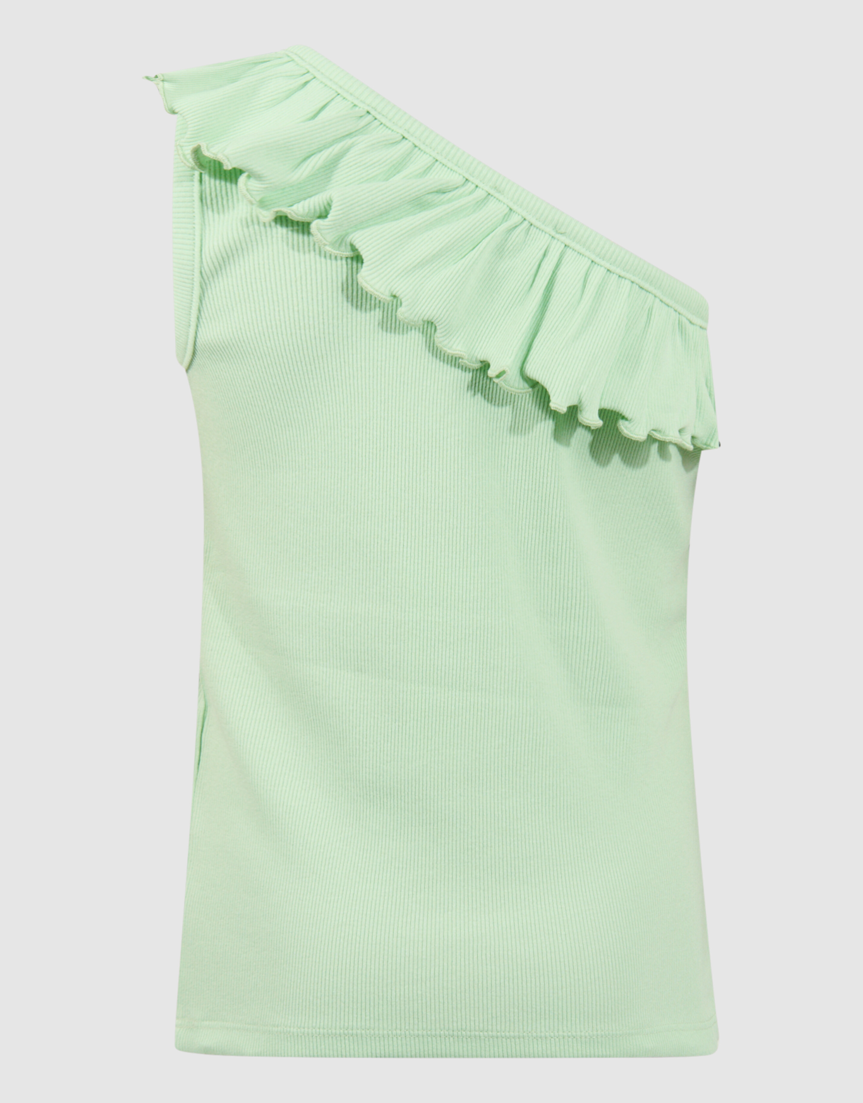 One-Shoulder-R&uuml;schen-Top Hellgr&uuml;n SHOEBY GIRLS