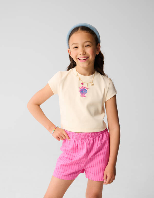 L'amour Crop Top Off White SHOEBY GIRLS