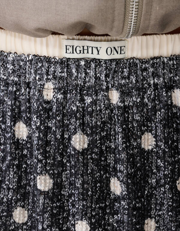 Sequin Polkadot Midi Rock Dunkelgrau SHOEBY WOMEN