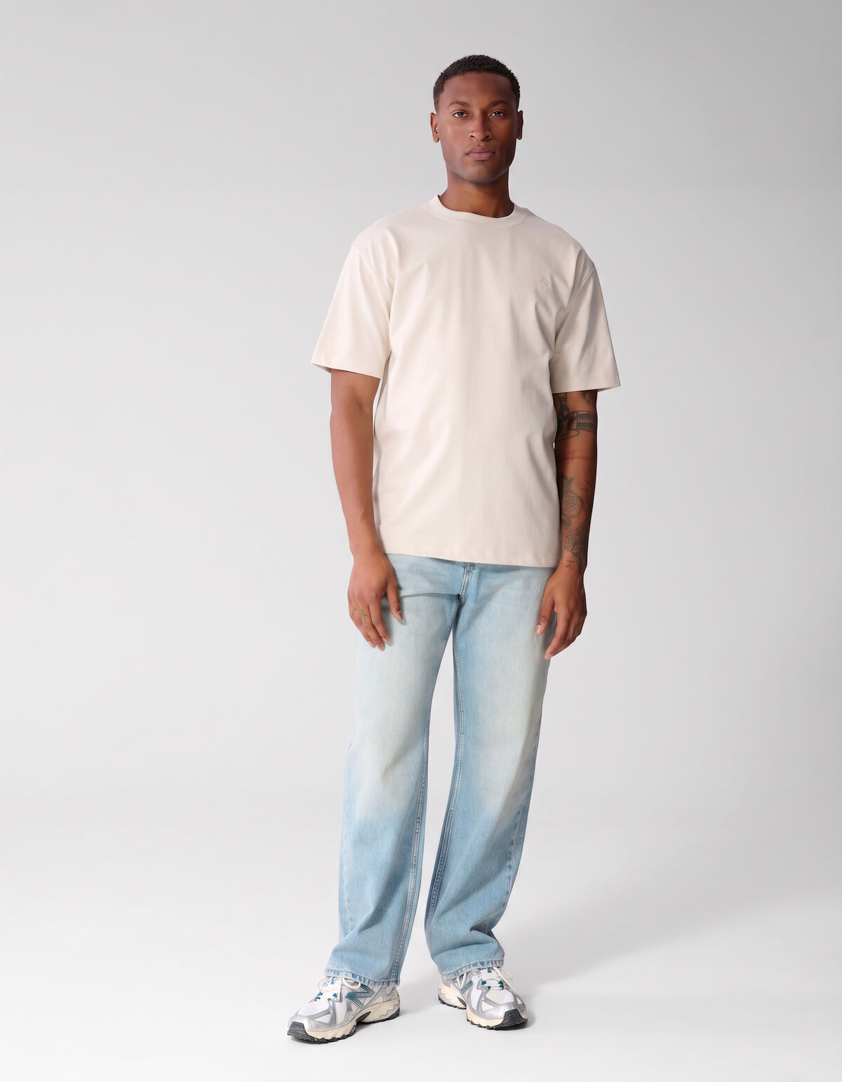 Twill-Grafik-T-Shirt Hellgrau SHOEBY MEN
