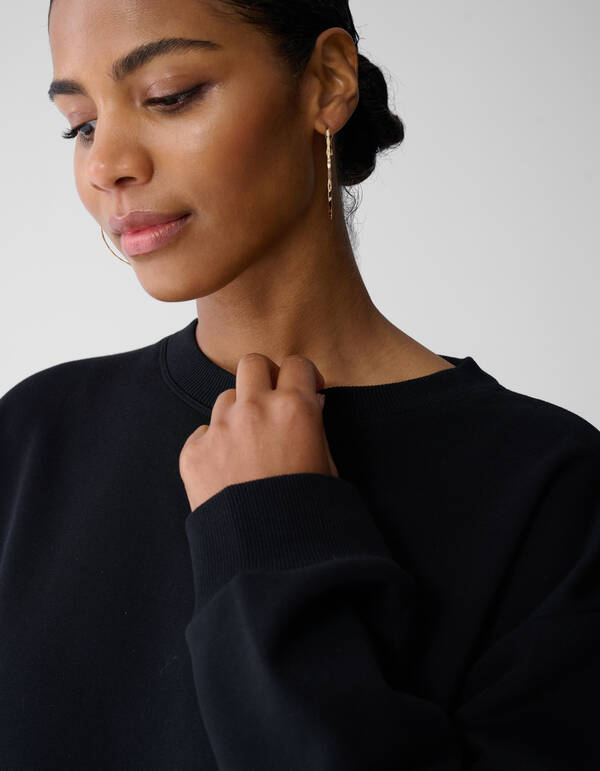 Oversized Sweatshirt-Kleid mit R&uuml;schen Schwarz SHOEBY WOMEN