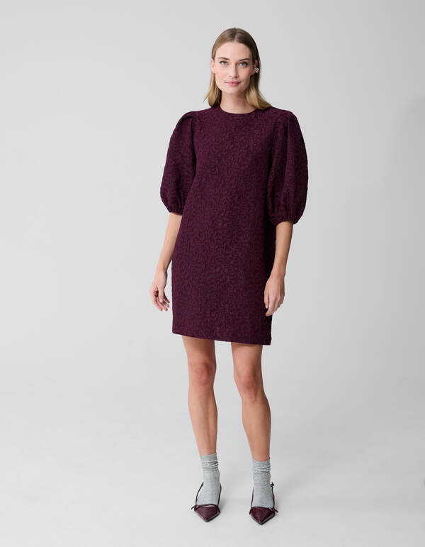 Jacquard Struktur Minikleid Dunkelrot SHOEBY WOMEN