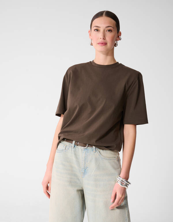 Shoulderpadded T-shirt Donkerbruin SHOEBY WOMEN