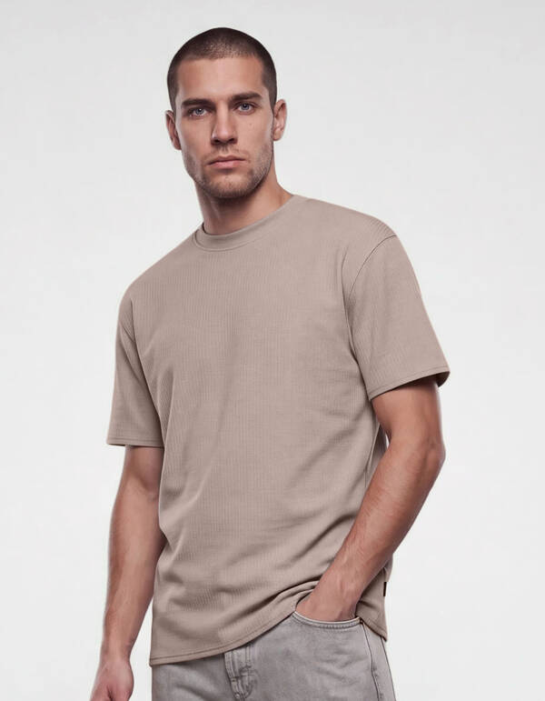 Gestreept Rib T-shirt Lichtgroen SHOEBY MEN