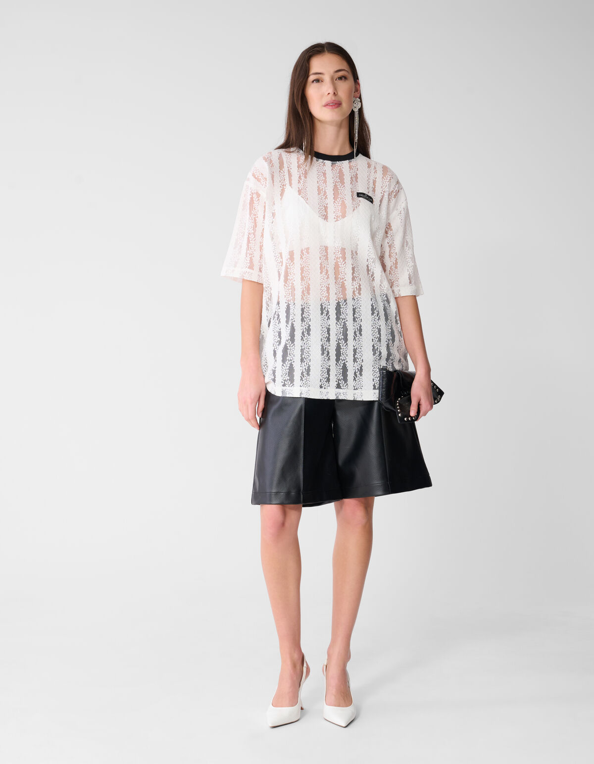 Oversized-T-Shirt mit Spitzenlabel Wei&szlig; SHOEBY WOMEN