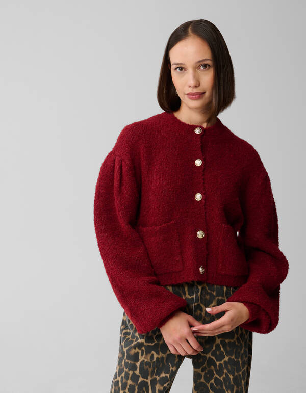 Teddy Strickweste Dunkelrot SHOEBY WOMEN
