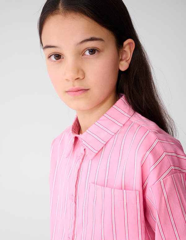 Nadelstreifen-Bluse mit Kn&ouml;pfen Rosa SHOEBY GIRLS