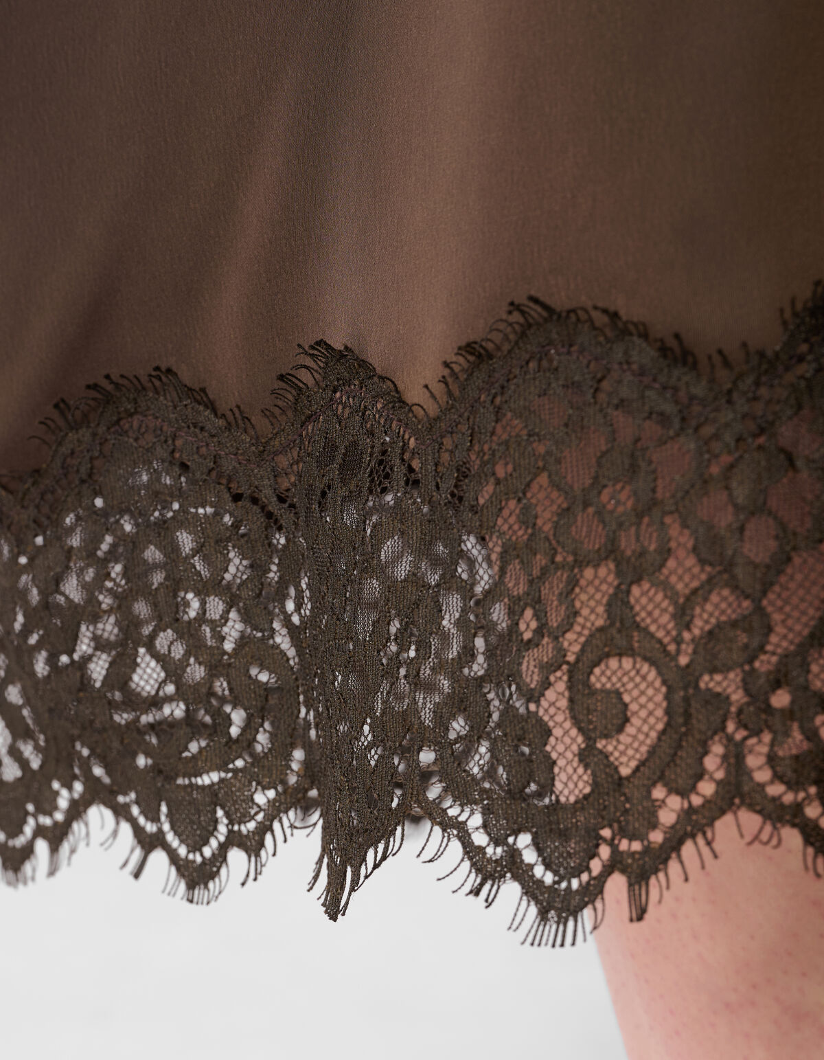 Maxirock aus Satin mit Spitzen, Braun SHOEBY WOMEN