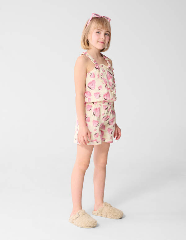 Jumpsuit mit Erdbeer-Print in gebrochenem Wei&szlig; SHOEBY GIRLS