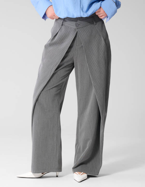 Nadelstreifen-Faltenhose Dunkelgrau SHOEBY WOMEN