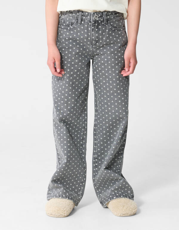 Jeans mit weitem Bein und Punktmuster Grau SHOEBY GIRLS
