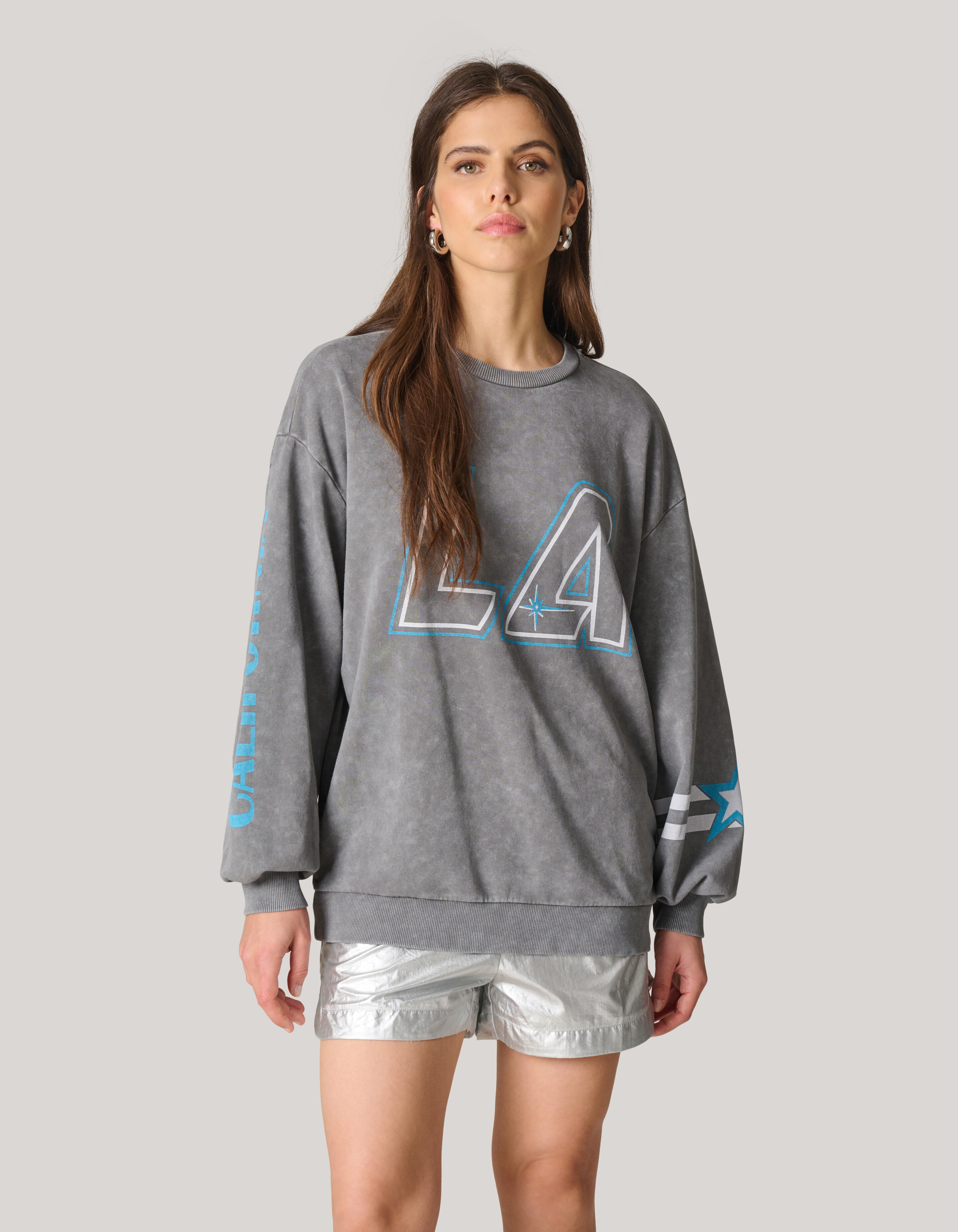 Washed Artwork Pullover Hellgrau SHOEBY WOMEN