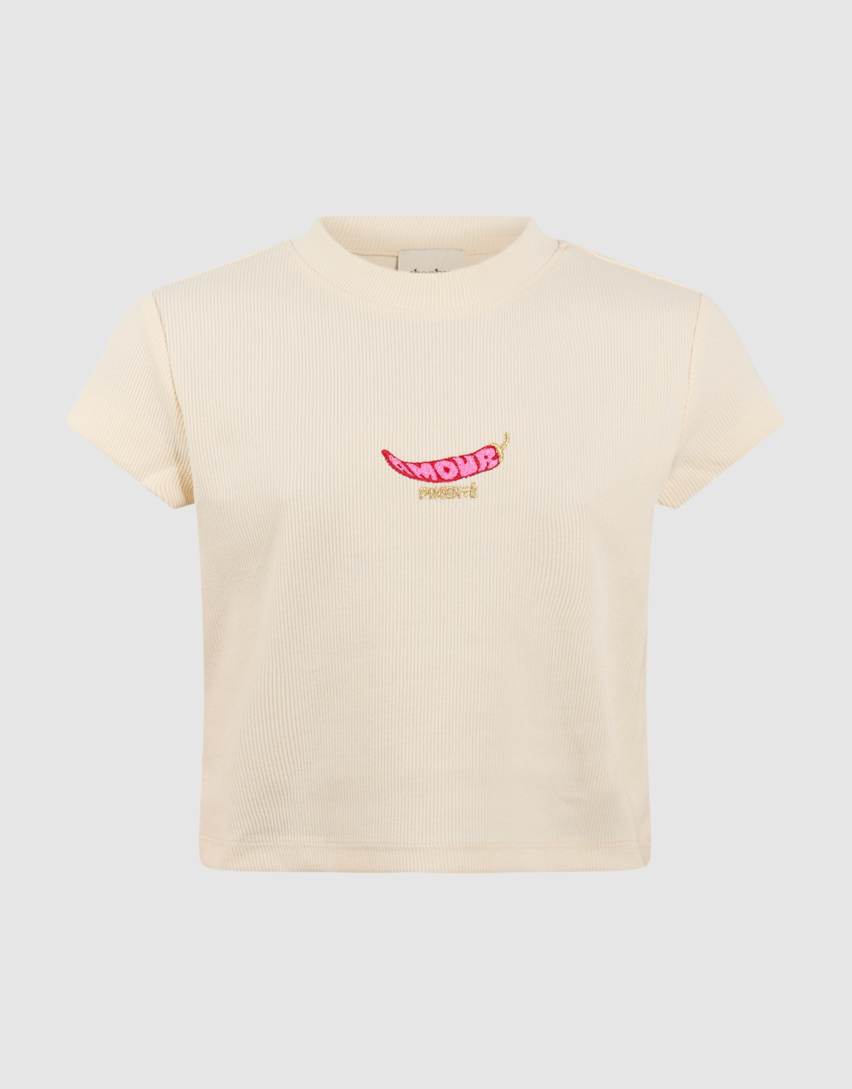 Rib Pepper Crop Top Gebrochenes Wei&szlig; SHOEBY GIRLS