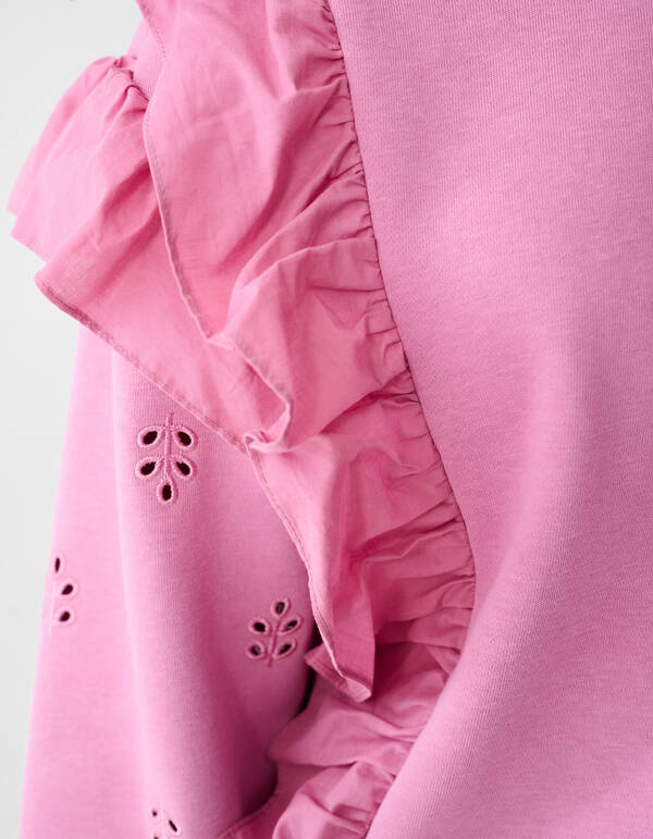 Pullover mit R&uuml;schenstickerei Rosa SHOEBY GIRLS