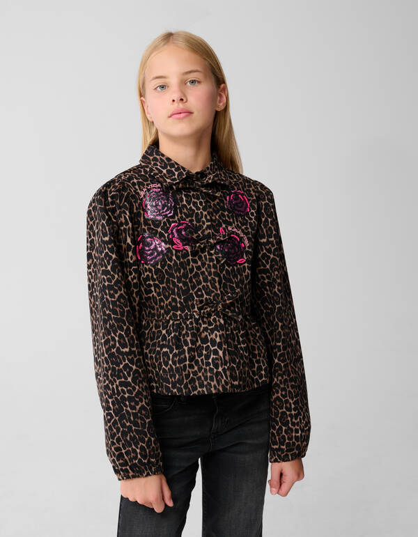 Sequin Panther Print Bluse Braun SHOEBY GIRLS