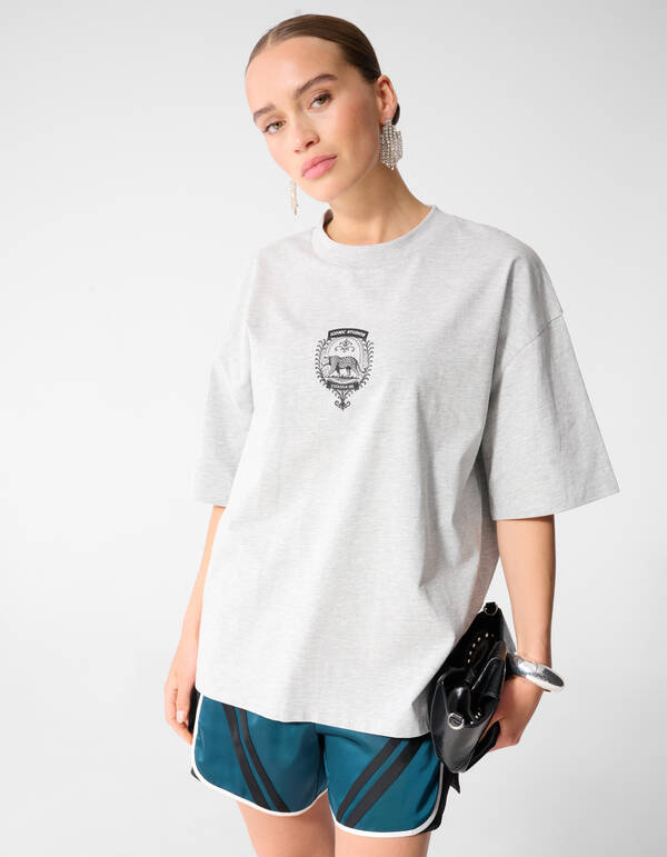 Grafik-Kunst T-Shirt Hellgrau SHOEBY WOMEN