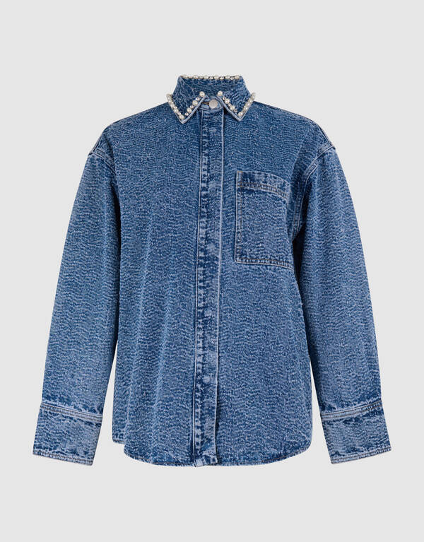 Strukturierte Jeansbluse Blau SHOEBY WOMEN