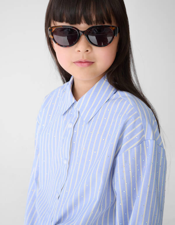 Oversize-Bluse aus Popeline mit Strasssteinen Hel SHOEBY GIRLS