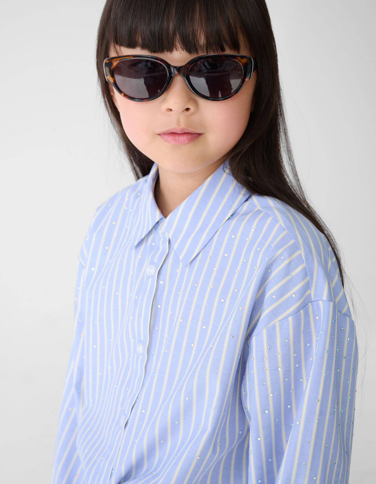 Oversize-Bluse aus Popeline mit Strasssteinen Hel SHOEBY GIRLS