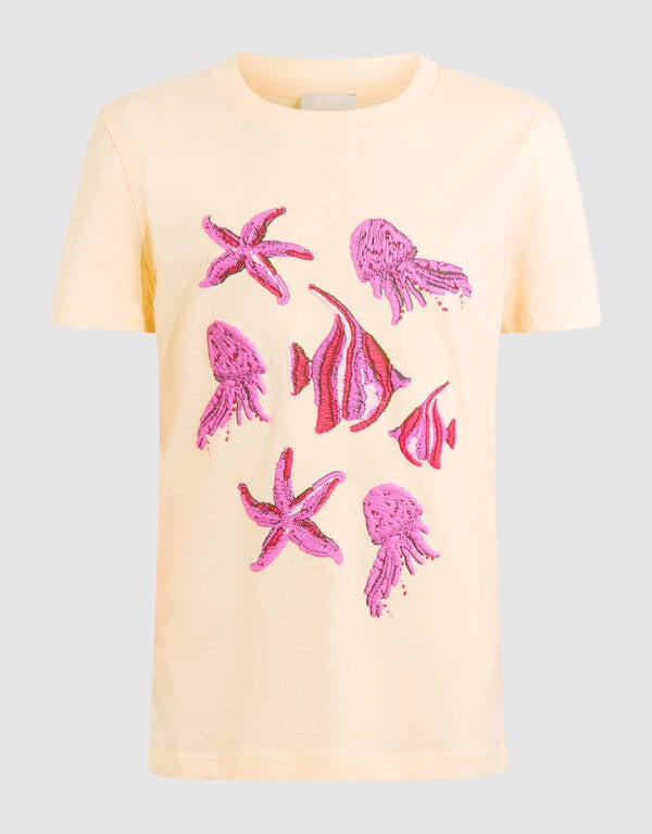 Gemischtes Meer Kunstwerk T-shirt Off White SHOEBY GIRLS