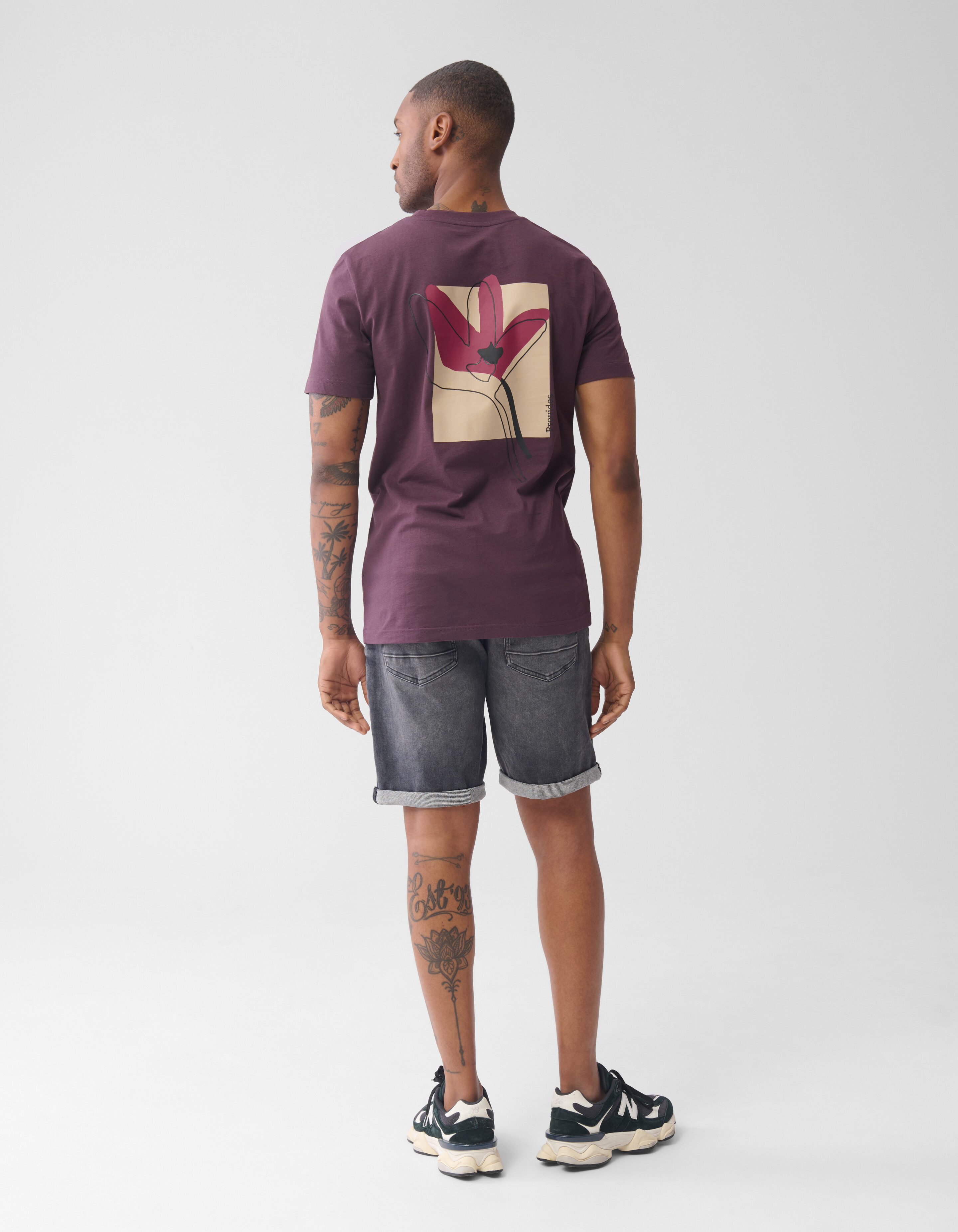 Blumen-T-Shirt Dunkelrot SHOEBY MEN