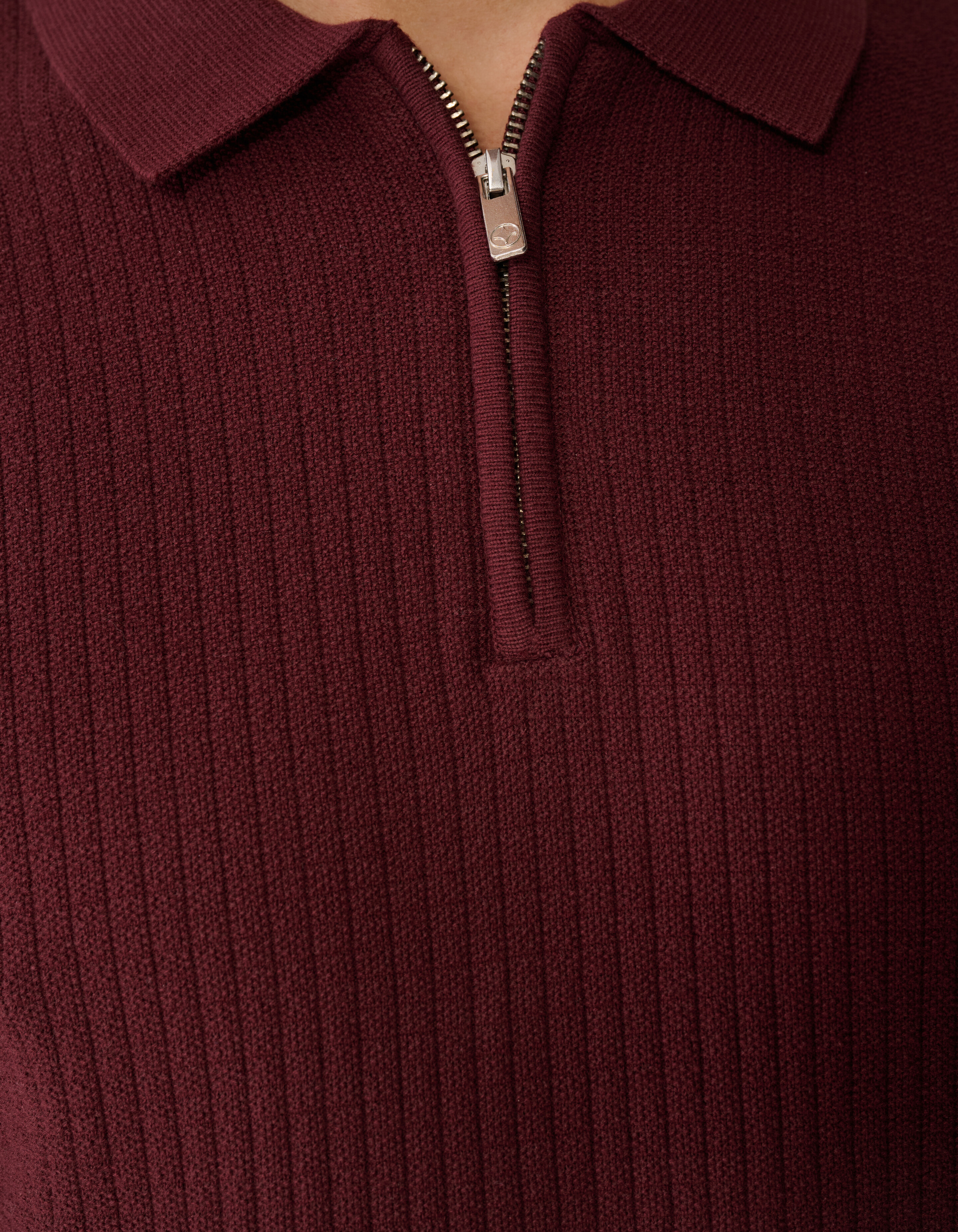 Gestricktes Zip-Poloshirt Dunkelrot SHOEBY MEN