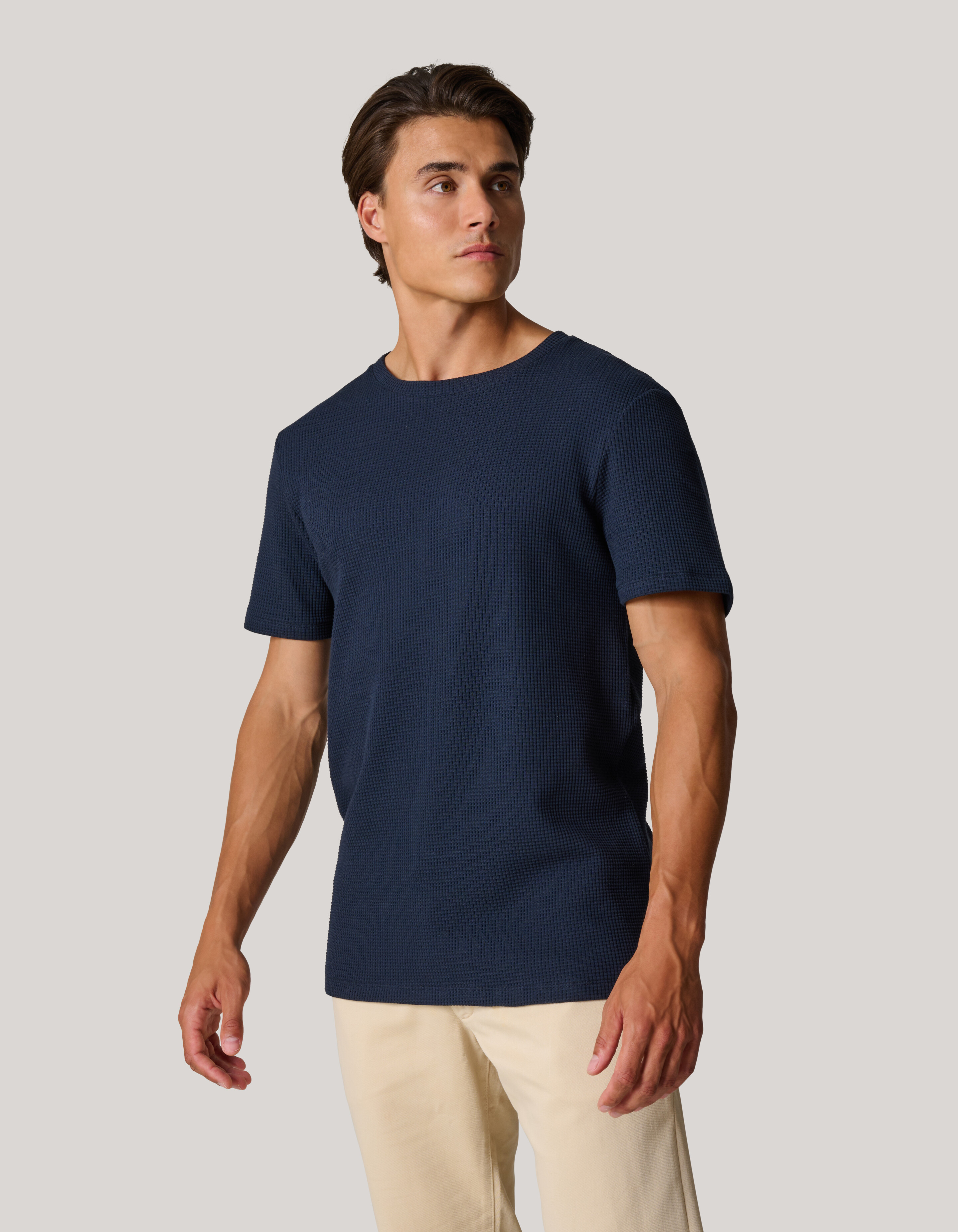 Struktur-T-Shirt Dunkelblau SHOEBY MEN