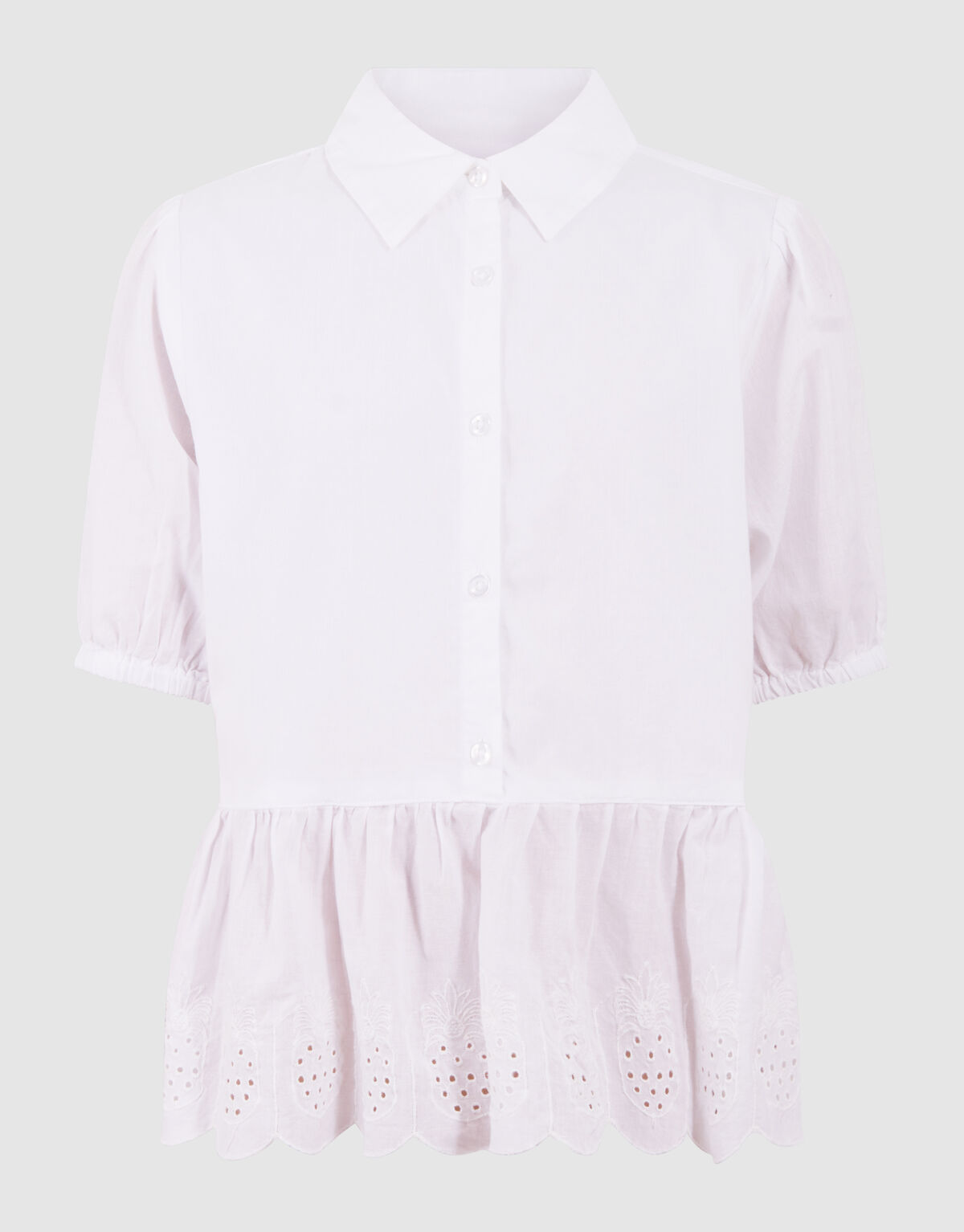 Bestickte R&uuml;schenbluse Wei&szlig; SHOEBY GIRLS