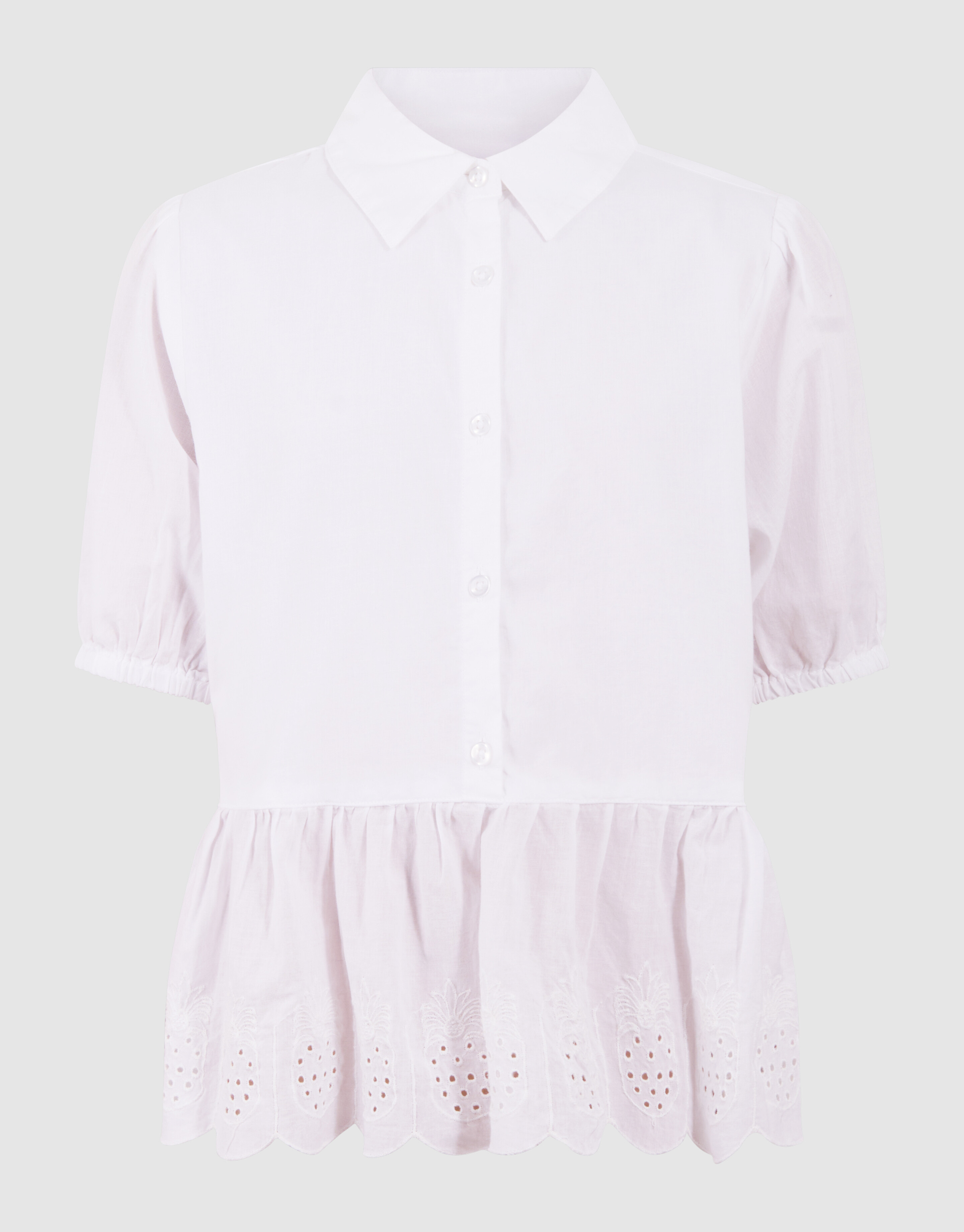 Bestickte R&uuml;schenbluse Wei&szlig; SHOEBY GIRLS