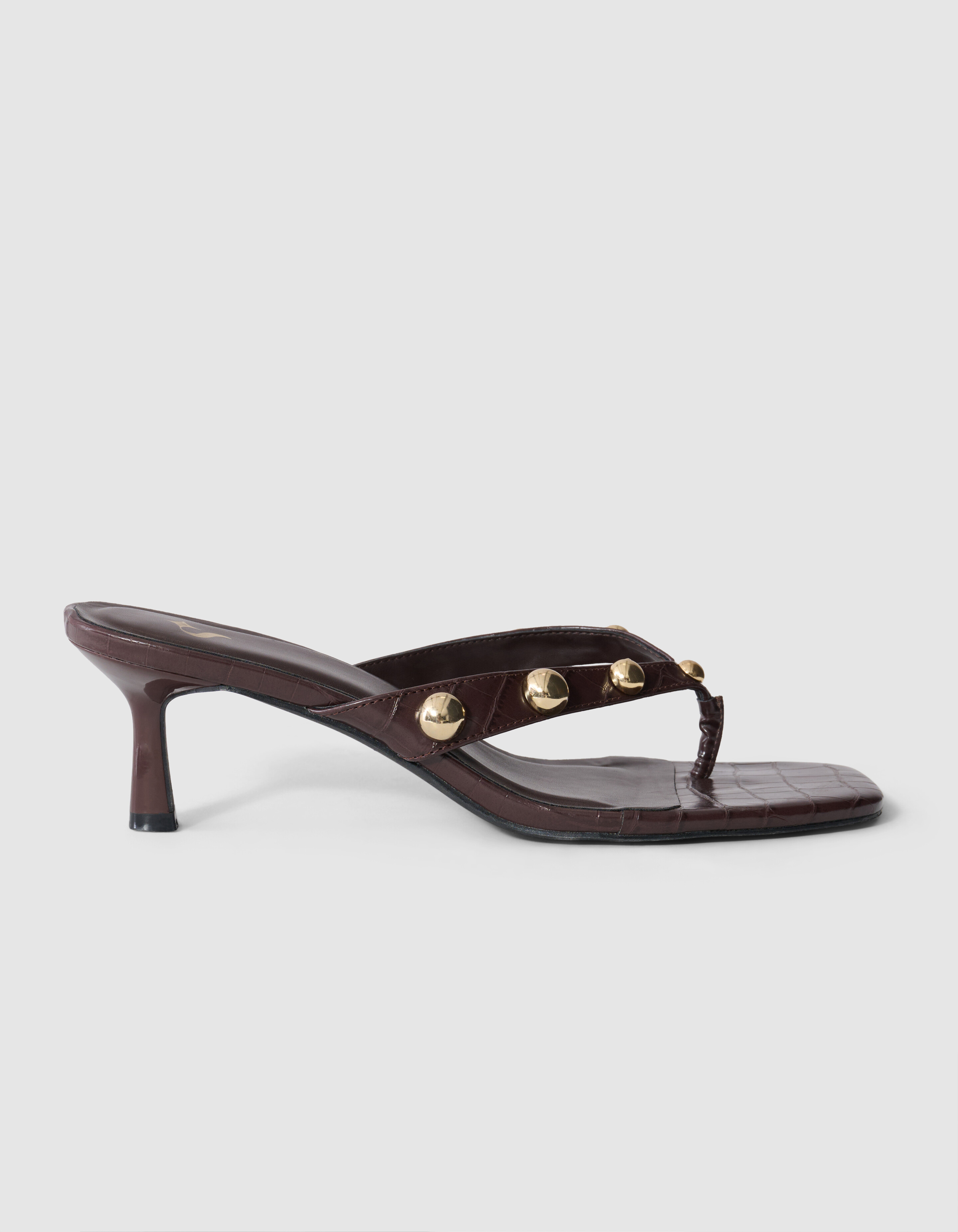 Nieten Slipper Abs&auml;tze Dunkelbraun SHOEBY SHOES