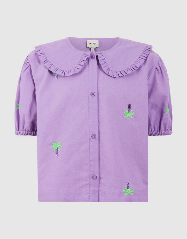 Palmen-Stickerei-Bluse Lila SHOEBY GIRLS