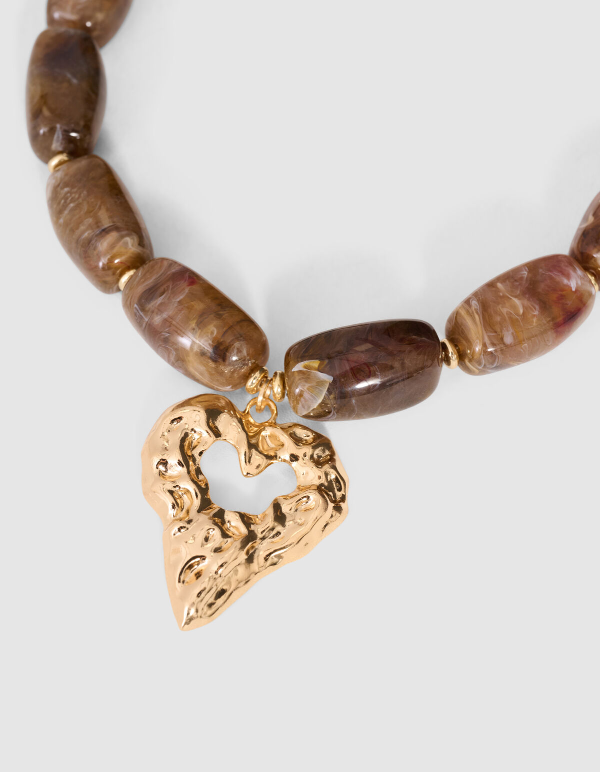 Quadratisches Perlenherz Halskette Braun SHOEBY ACCESSOIRES