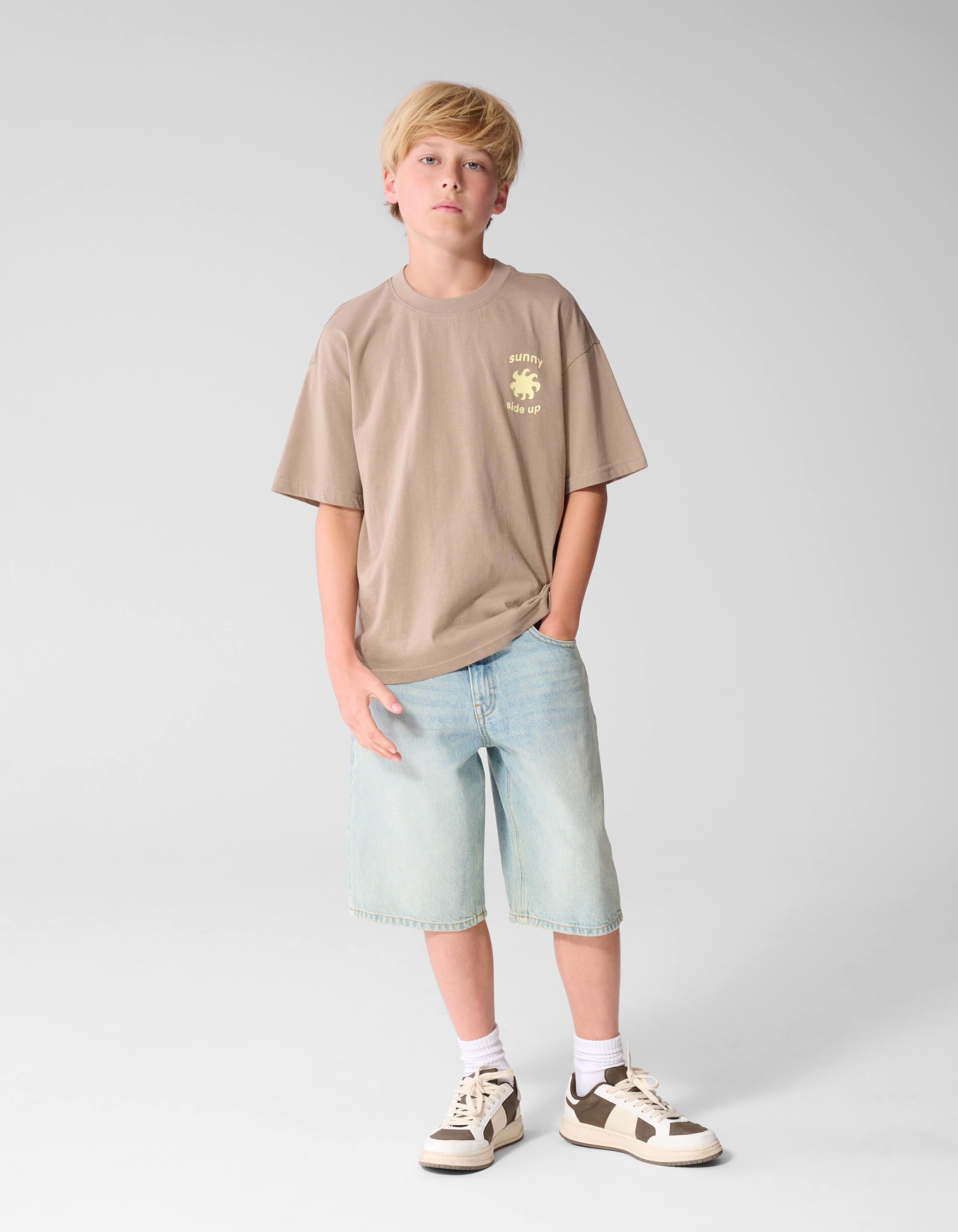 Sunny Side Artwork T-Shirt Taupe SHOEBY BOYS