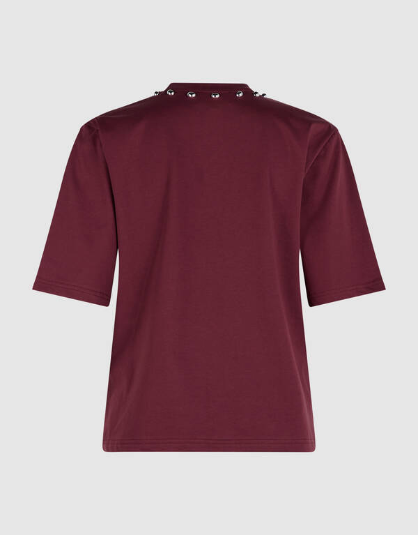 T-Shirt mit Nieten am Kragen Dunkelrot SHOEBY WOMEN