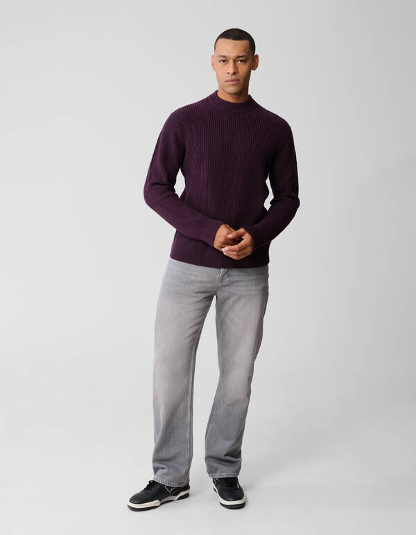 Rundhals-Strickpullover Dunkelrot SHOEBY MEN