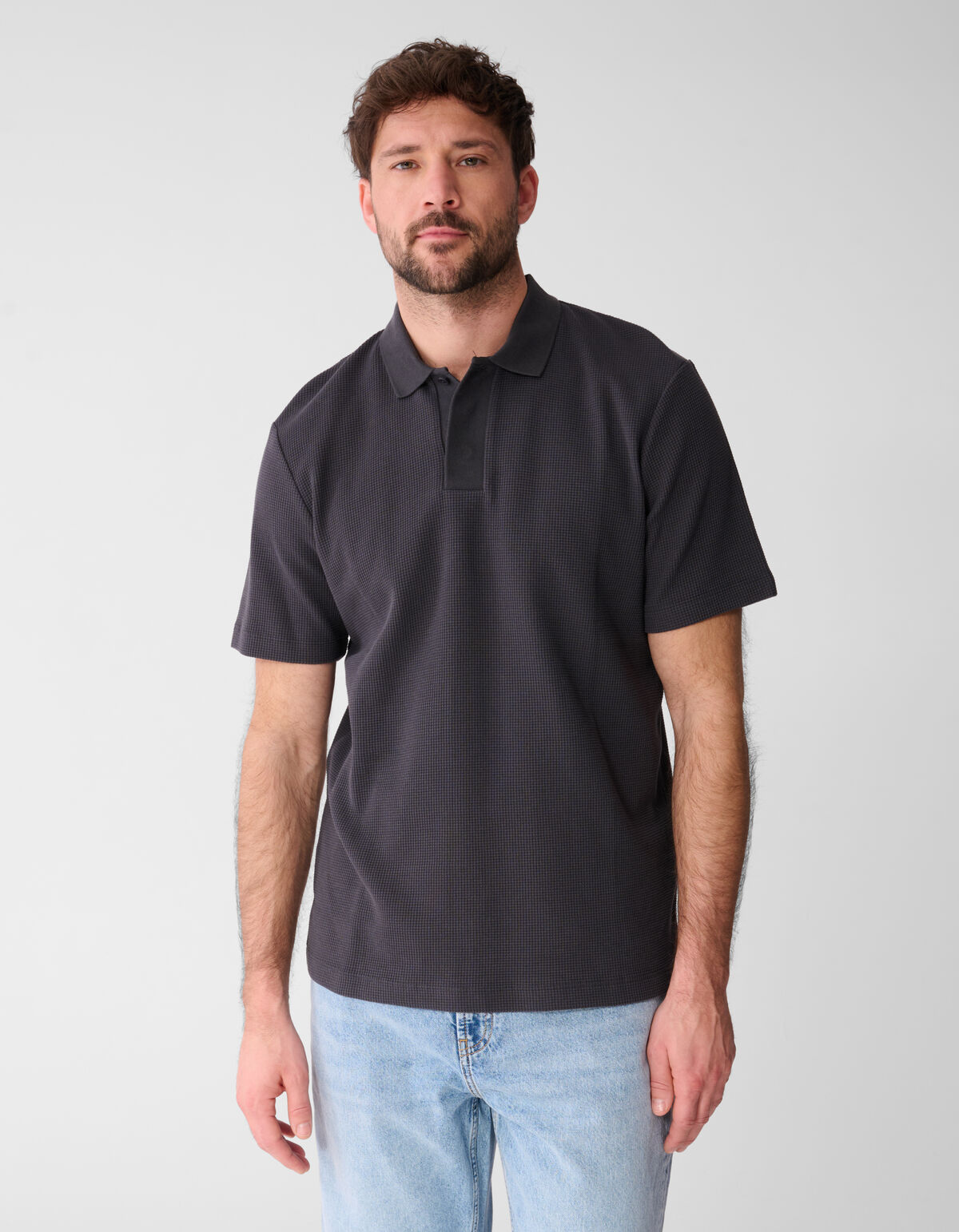Waffle Polo Dunkelgrau SHOEBY MEN