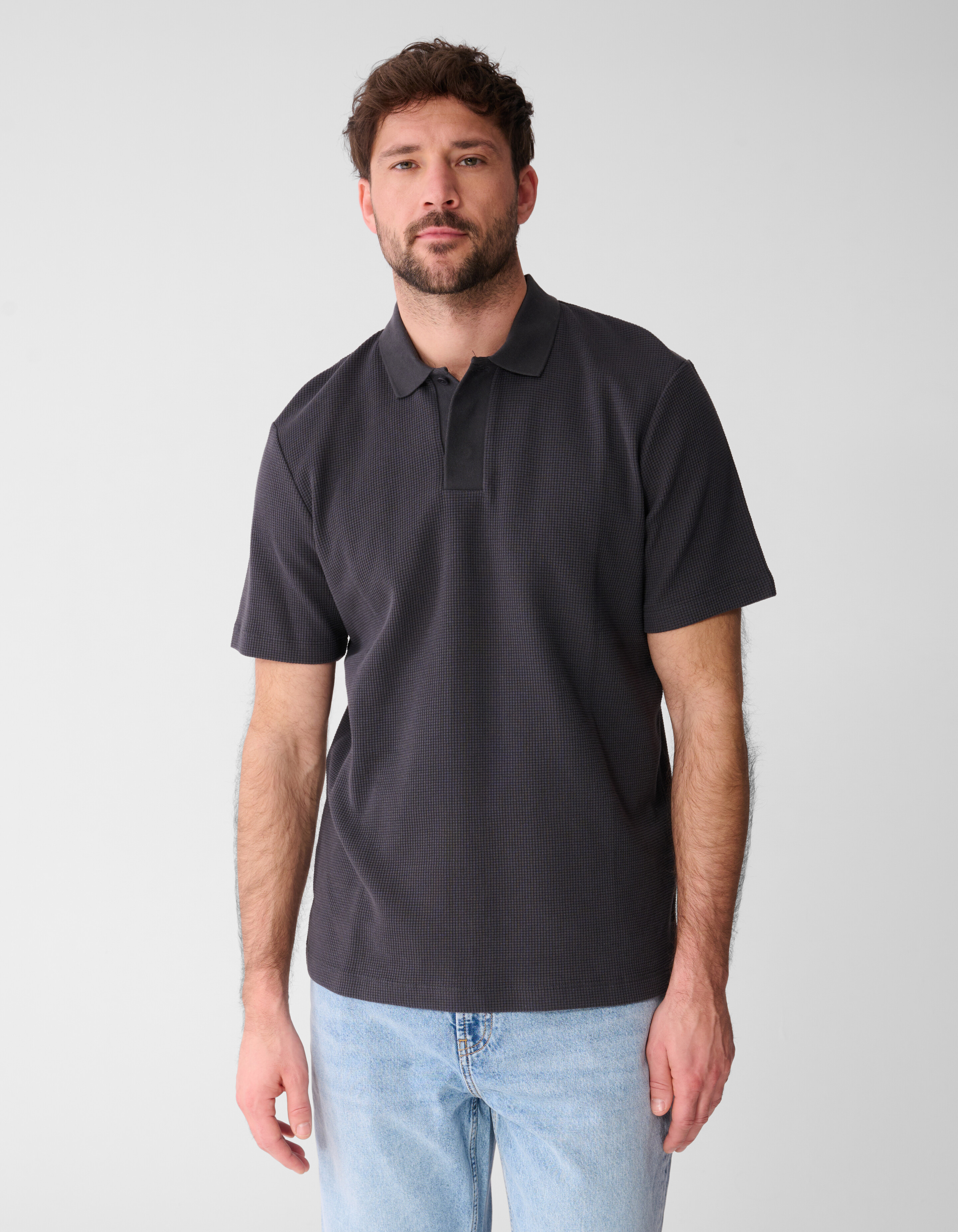 Waffle Polo Dunkelgrau SHOEBY MEN