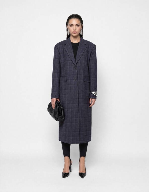 Midi-Check-Blazer Dunkelgrau SHOEBY WOMEN