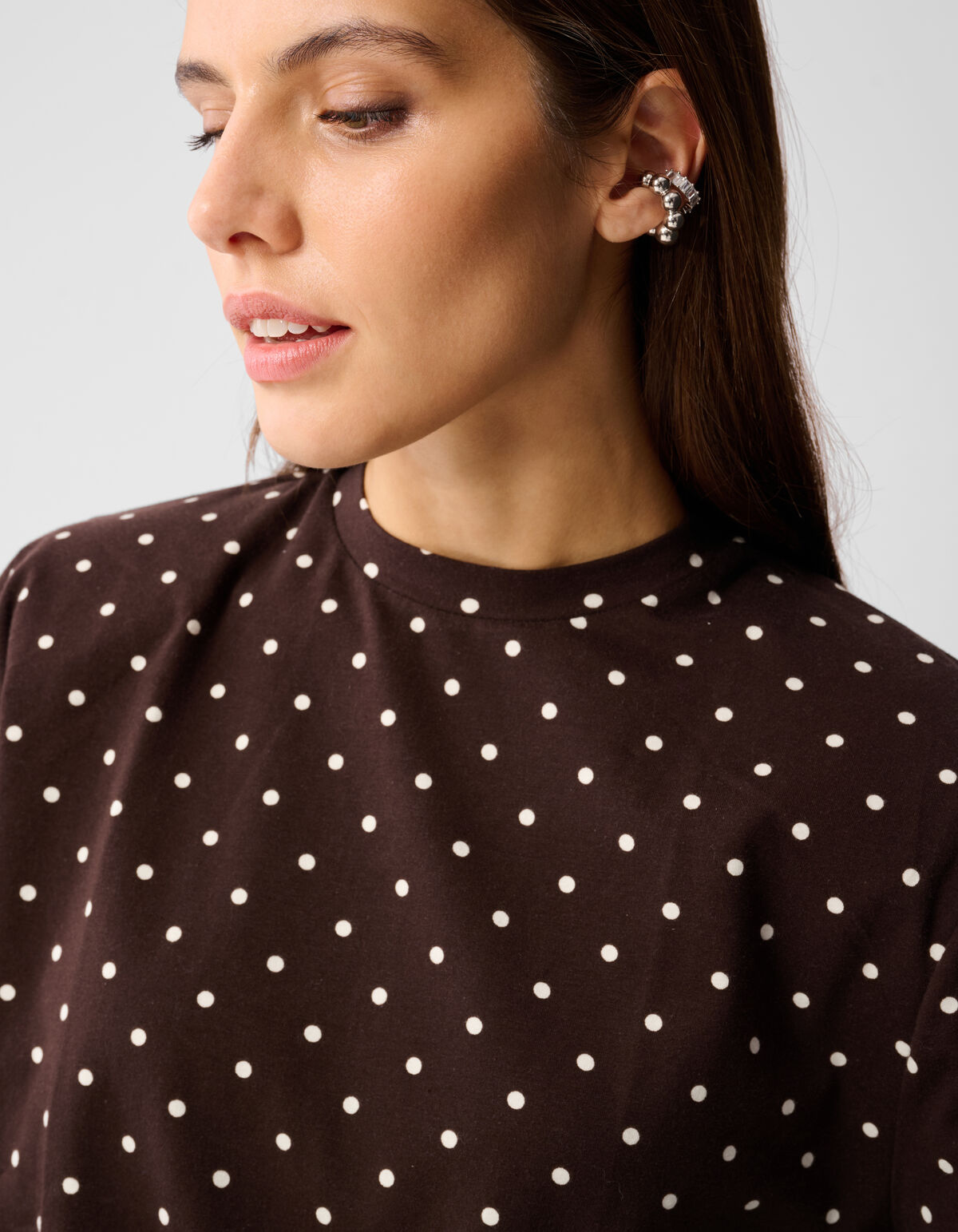 PolkPolkadot Padded T-Shirt Dunkelbraun SHOEBY WOMEN