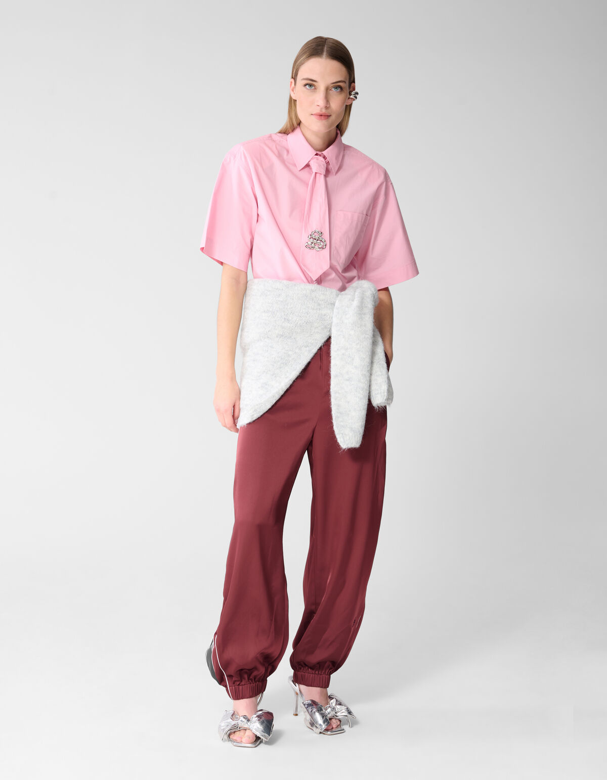 &Uuml;bergro&szlig;e Krawattenbluse Rosa SHOEBY WOMEN