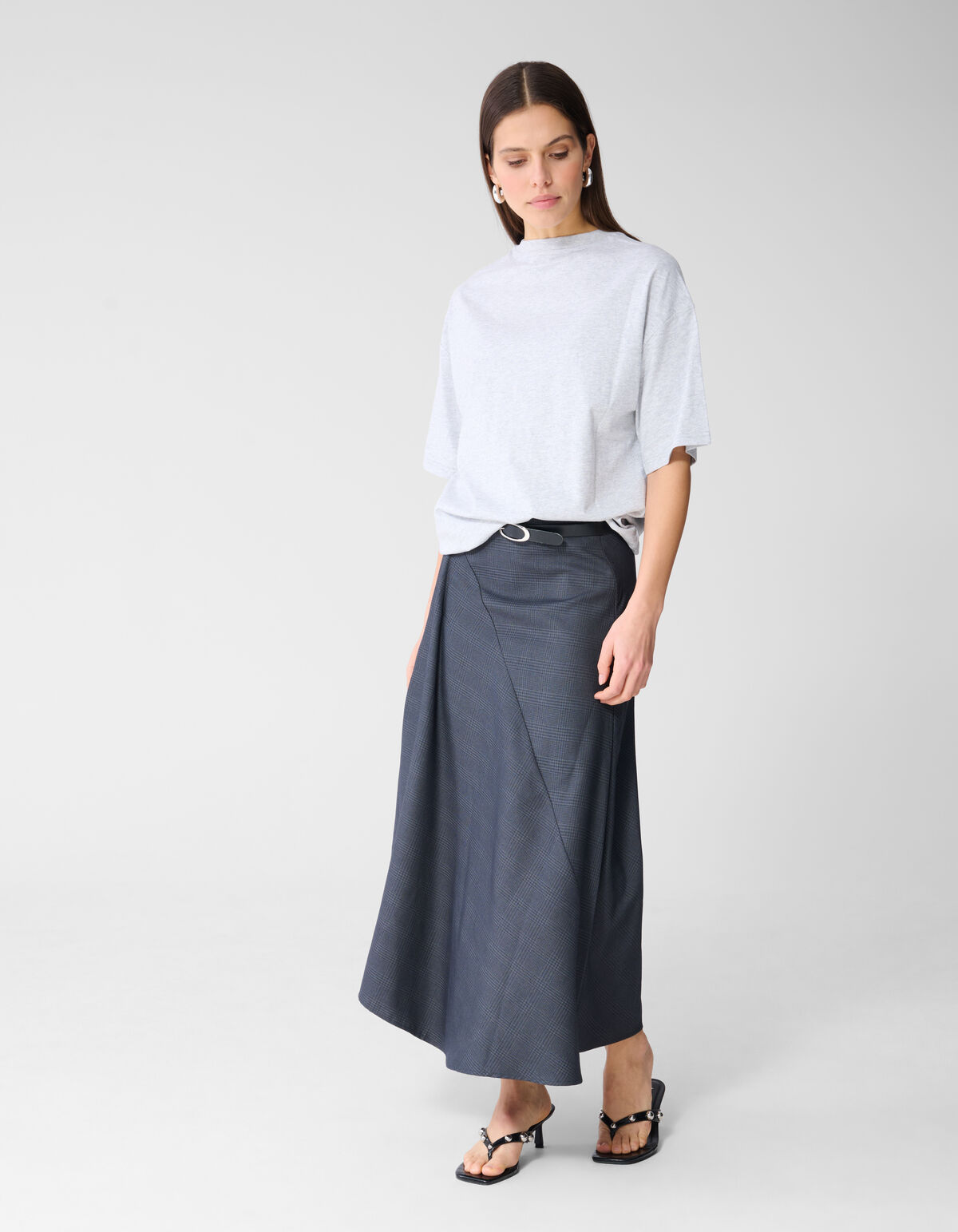Maxirock mit Karomuster Dunkelgrau SHOEBY WOMEN