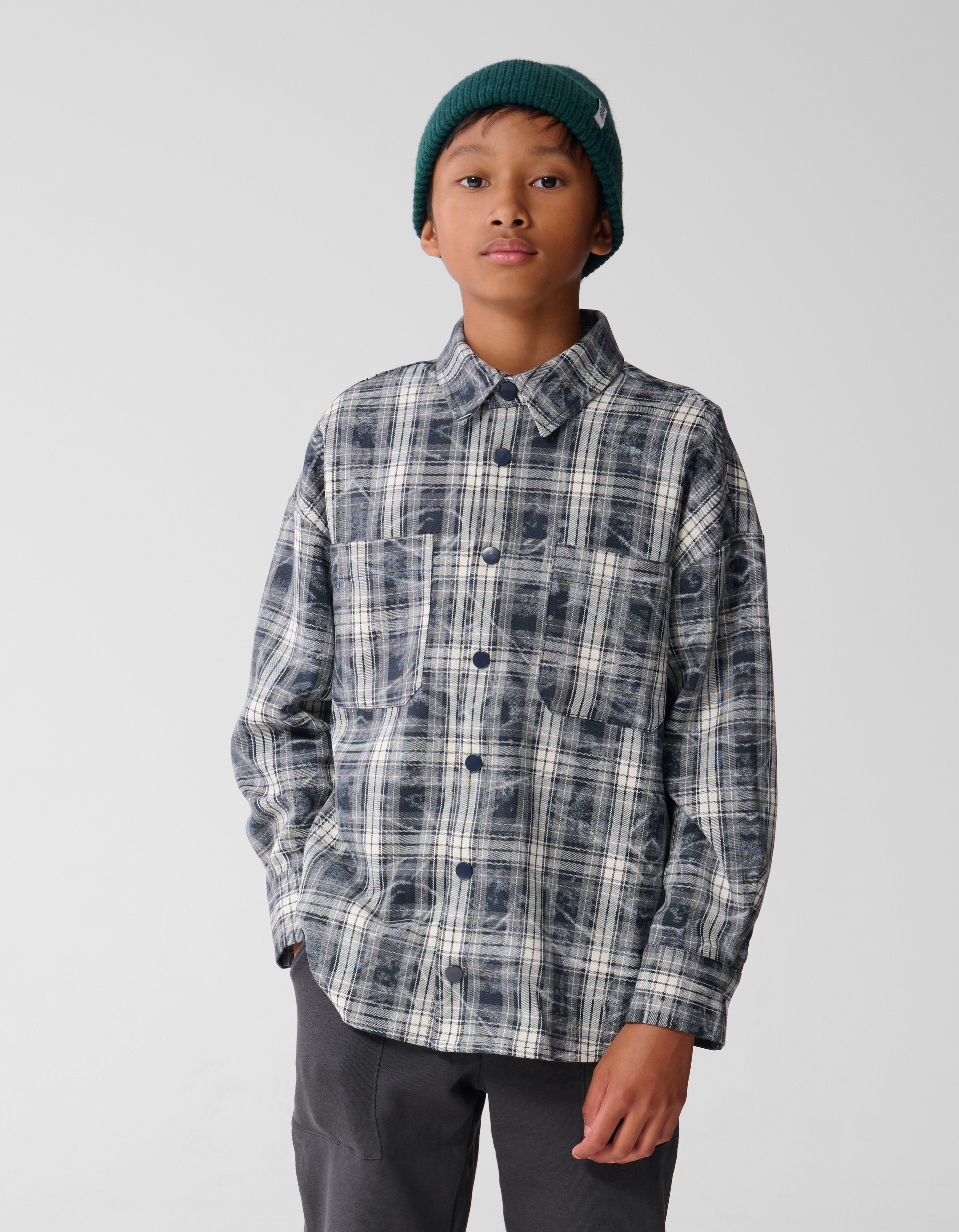 Zerst&ouml;rtes Ruiten Overshirt Grau SHOEBY BOYS
