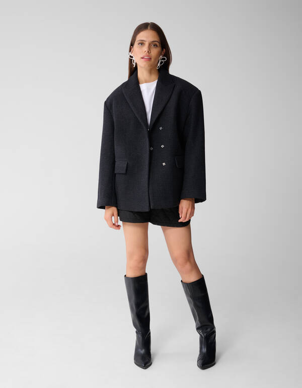 Wollen Cropped Jas Dunkelgrau SHOEBY WOMEN