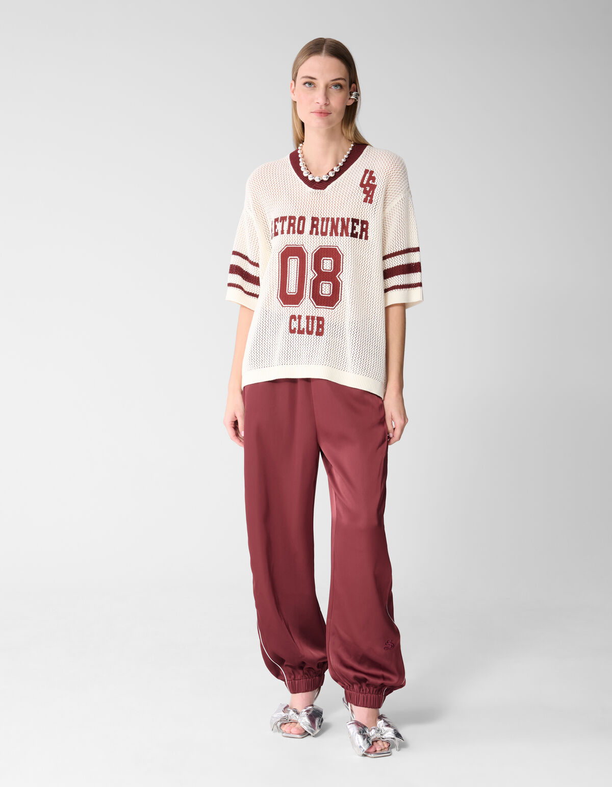 Oversized Baseball-T-Shirt Gebrochen Wei&szlig; SHOEBY WOMEN