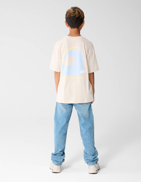 Oversized Waves Artwork T-Shirt Beige SHOEBY BOYS